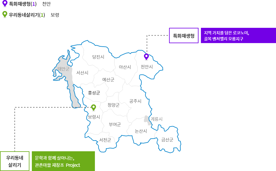 특화재생형(1):천안 / 우리동네살리기(1):보령